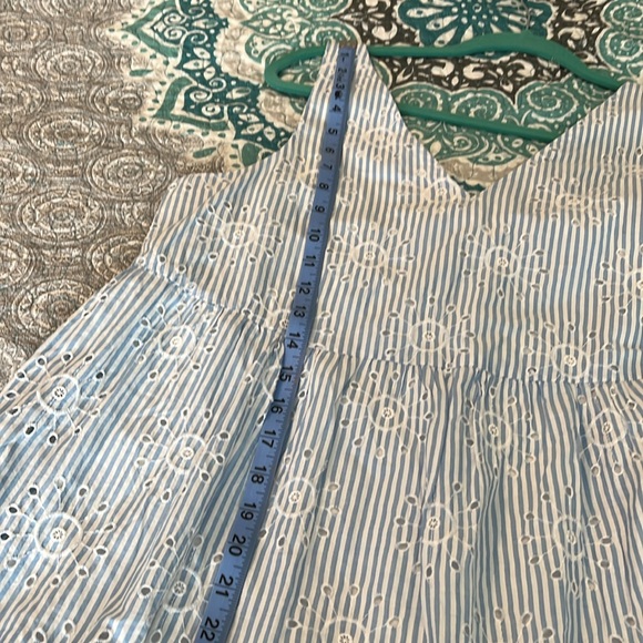 SOLD…Ann Taylor Loft Eyelet Striped Tiered Swing Dress Blue & White Size L NEW - Picture 13 of 16